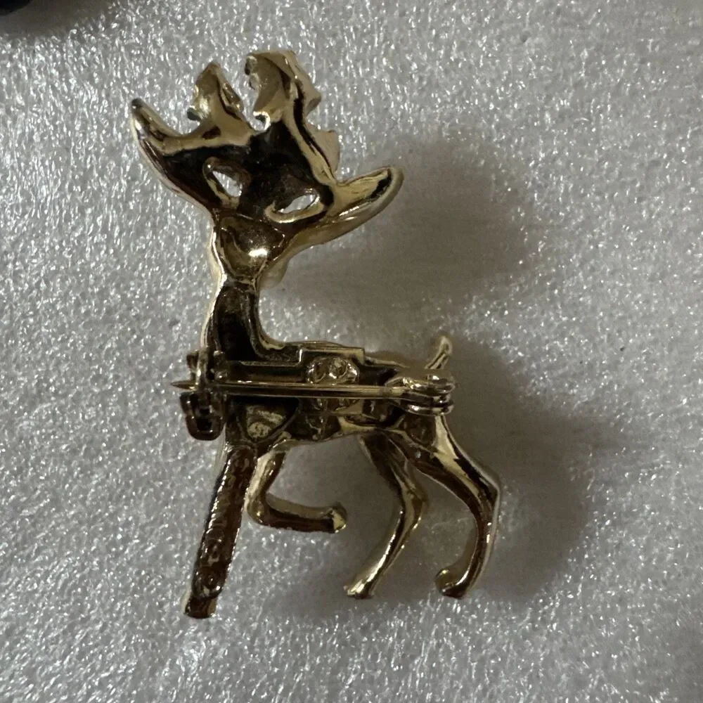 Vintage 60's Signed GERRY'S Christmas Rudolph REINDEER Holly Antlers Pin Brooch